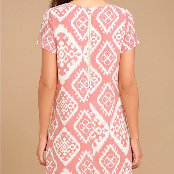 Lulu’s Blush Pink Patterned Shift Dress - Picture 2 of 3